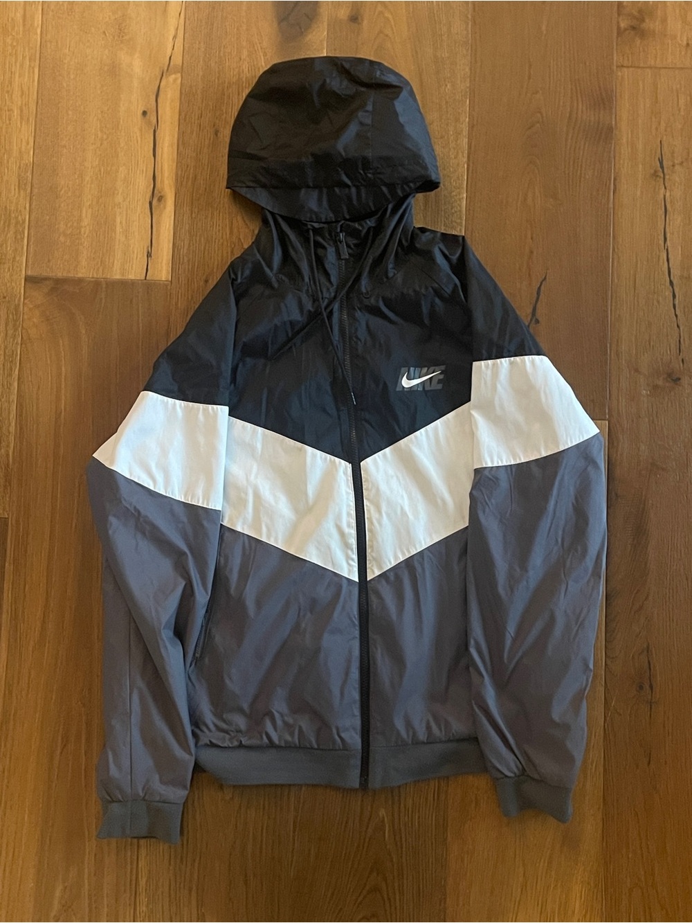Nike Men’s Hooded Windbreaker Jacket - Black/White/Gray